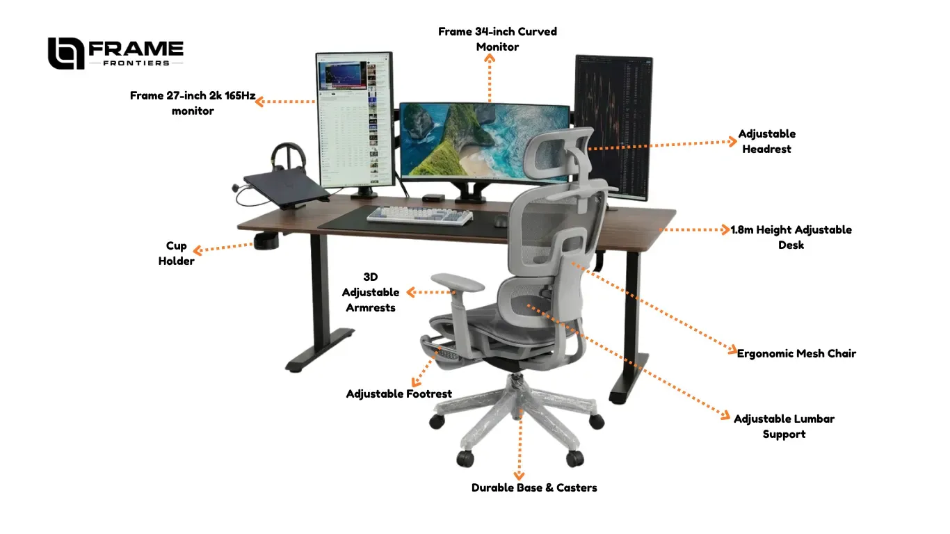 three monitor desk setup